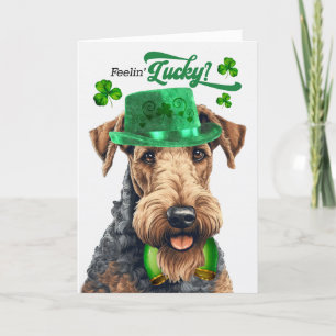 Airedale Terrier Feelin' Lucky St Patrick's Day Feestdagen Kaart