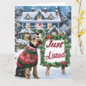 Airedale Terrier Feestelijke Humor Realtor Christm Kaart (Gele Bloem)