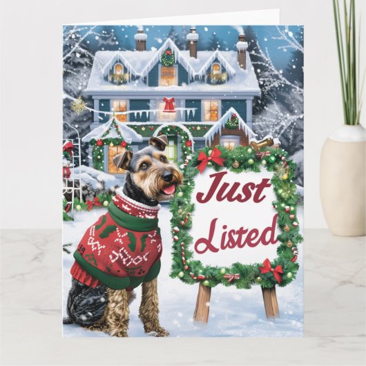 Airedale Terrier Feestelijke Humor Realtor Christm Kaart (Voorkant)