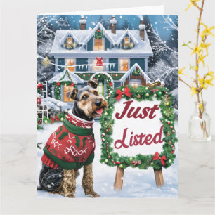 Airedale Terrier Feestelijke Humor Realtor Christm Kaart
