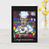 Airedale Terrier, felicitaties kaart (Gele Bloem)