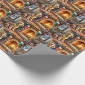 Airedale Terrier Fireplace Christmas Lights Cadeaupapier (Hoek)