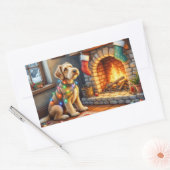 Airedale Terrier Fireplace Christmas Lights Rechthoekige Sticker (Envelop)