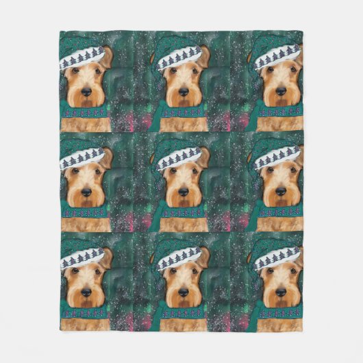 Airedale Terrier Fleece Deken (Voorkant)