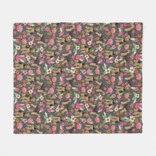 Airedale Terrier Floral dog blanket Fleece Deken (Voorkant (Horizontaal))