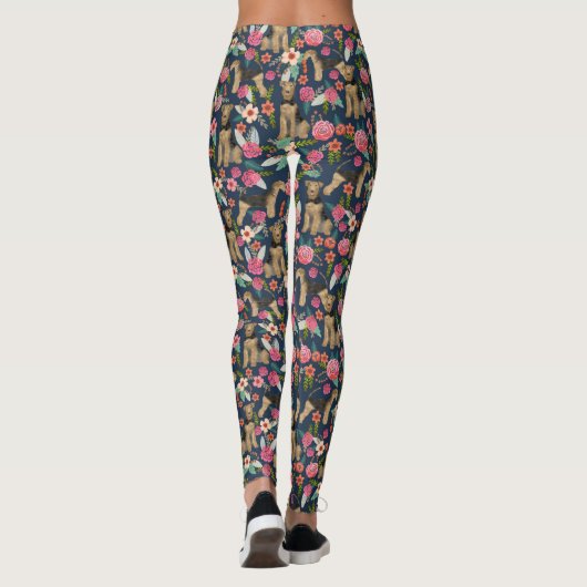 Airedale Terrier Floral Dog leggings (Achterkant)