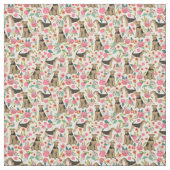 Airedale Terrier floral fabric Stof (Swatch)