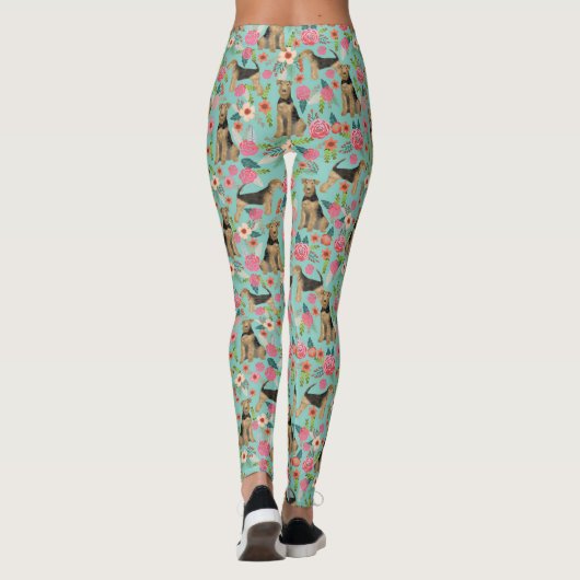 Airedale Terrier florale leggings (Achterkant)