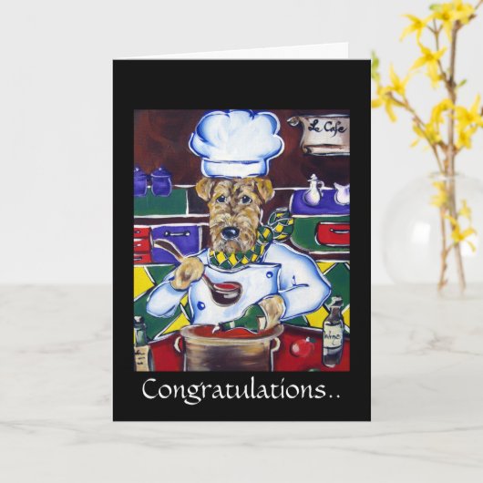 Airedale Terrier, gefeliciteerd Kaart (Gele Bloem)