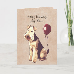 Airedale Terrier Geïllustreerde Verjaardag Kaart