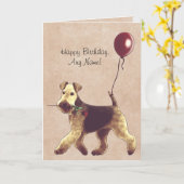 Airedale Terrier Geïllustreerde Verjaardag Kaart (Gele Bloem)