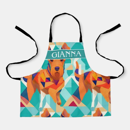 Airedale Terrier Geometrisch Kleurrijk Patroon Schort (Voorkant)