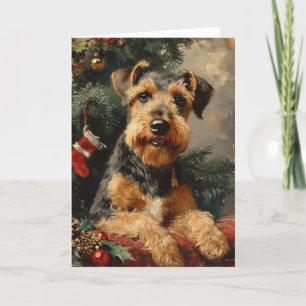 Airedale terrier  gepersonaliseerde kerst feestdagen kaart