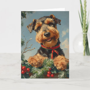 Airedale Terrier gepersonaliseerde Kerstmis Feestdagen Kaart