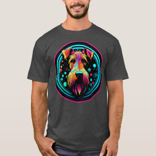 Airedale Terrier Gezicht Kosmische Puppy Dog Art F T-shirt