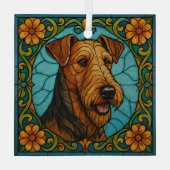 Airedale Terrier "Glas in lood" Glas Ornament (Achterkant)