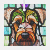 Airedale Terrier "Glas in lood" Glas Ornament (Voorkant)