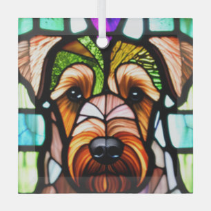 Airedale Terrier "Glas in lood" Glas Ornament