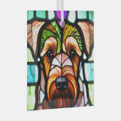 Airedale Terrier "Glas in lood" Glas Ornament (Voorkant Rechts)