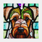 Airedale Terrier "Glas in lood" Glas Ornament (Achterkant)