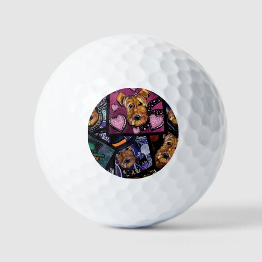 AIREDALE TERRIËR GOLFBALLEN (Voorkant)