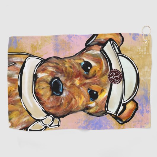 AIREDALE TERRIER GOLFHANDDOEK (Horizontaal)