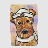 AIREDALE TERRIER GOLFHANDDOEK (Voorkant)