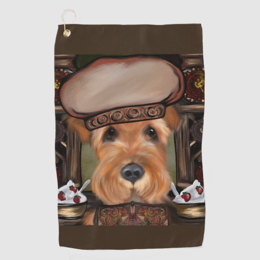Airedale Terrier Golfhanddoek (Voorkant)