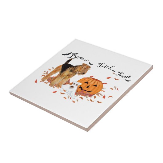 Airedale Terrier Halloween Tegeltje (Zijkant)