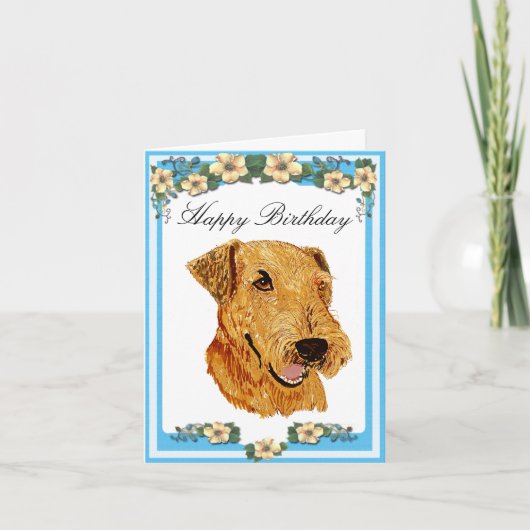 Airedale Terrier Happy Birthday Kaart (Voorkant)