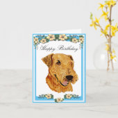 Airedale Terrier Happy Birthday Kaart (Gele Bloem)