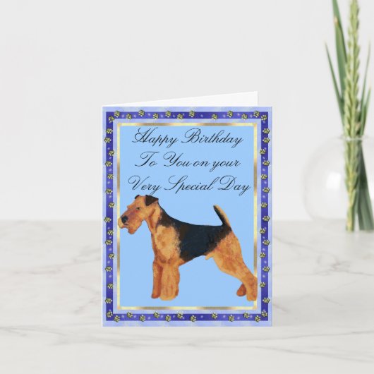 Airedale Terrier Happy Birthday Kaart (Voorkant)