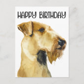 Airedale Terrier Happy Birthday Waterverf Briefkaart (Voorkant)