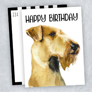 Airedale Terrier Happy Birthday Waterverf Briefkaart