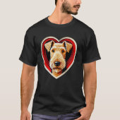 Airedale Terrier Hart Schattigee Puppy Hondenliefh T-shirt (Voorkant)