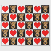 Airedale Terrier Heart Pattern Cute Hondenliefhebb Cadeaupapier (Vlak)