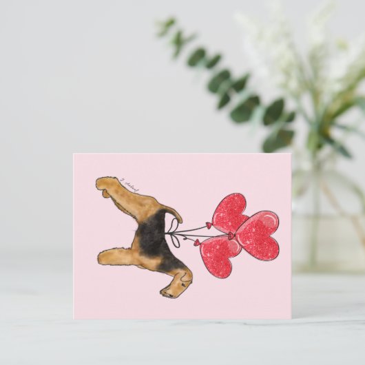 Airedale Terrier Hearts Briefkaart (Staand voorkant)