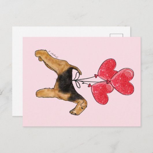 Airedale Terrier Hearts Briefkaart (Voorkant / Achterkant)