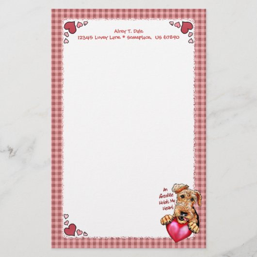 Airedale Terrier heeft mijn hartValentijnsdag Briefpapier (Voorkant)