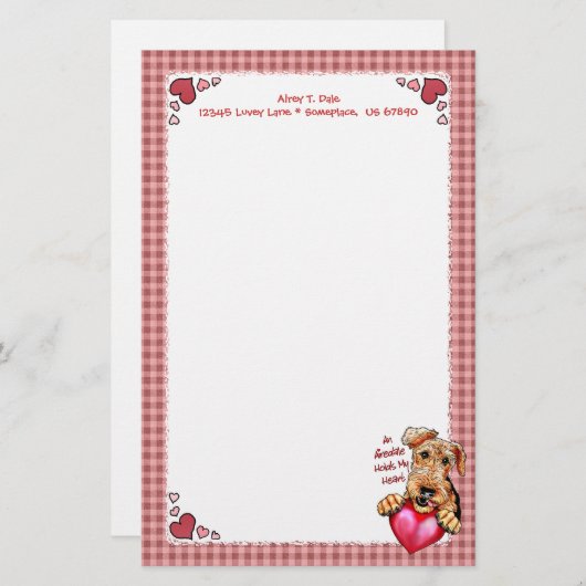 Airedale Terrier heeft mijn hartValentijnsdag Briefpapier (Voorkant / Achterkant)