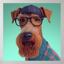 Airedale Terrier Hipster Dog Poster