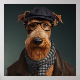 Airedale Terrier Hipster Dog Poster