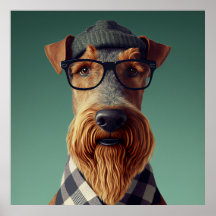 Airedale Terrier Hipster Dog Poster