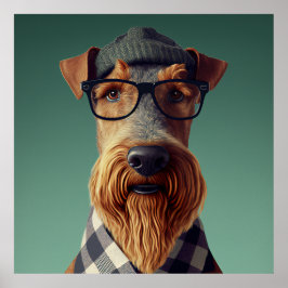 Airedale Terrier Hipster Dog Poster