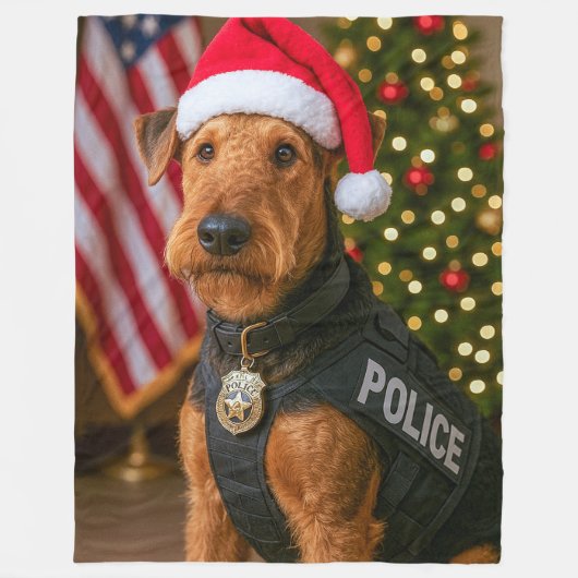 Airedale Terrier Holiday Card Fleece Deken (Voorkant)