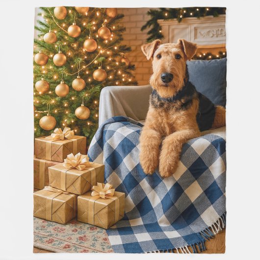 Airedale Terrier Holiday  Fleece Deken (Voorkant)