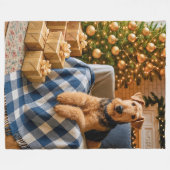 Airedale Terrier Holiday  Fleece Deken (Voorkant (Horizontaal))