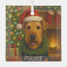 Airedale Terrier Holiday  Glas Ornament