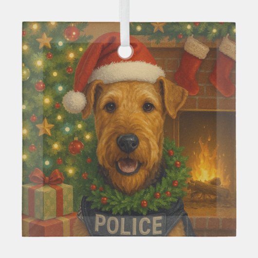 Airedale Terrier Holiday  Glas Ornament (Voorkant)