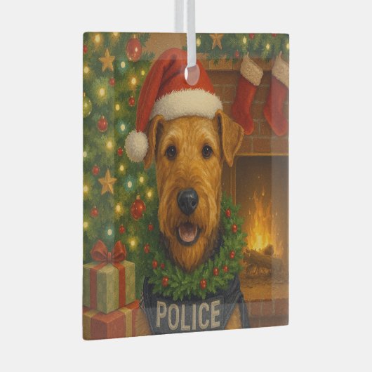 Airedale Terrier Holiday Glas Ornament (Voorkant Rechts)